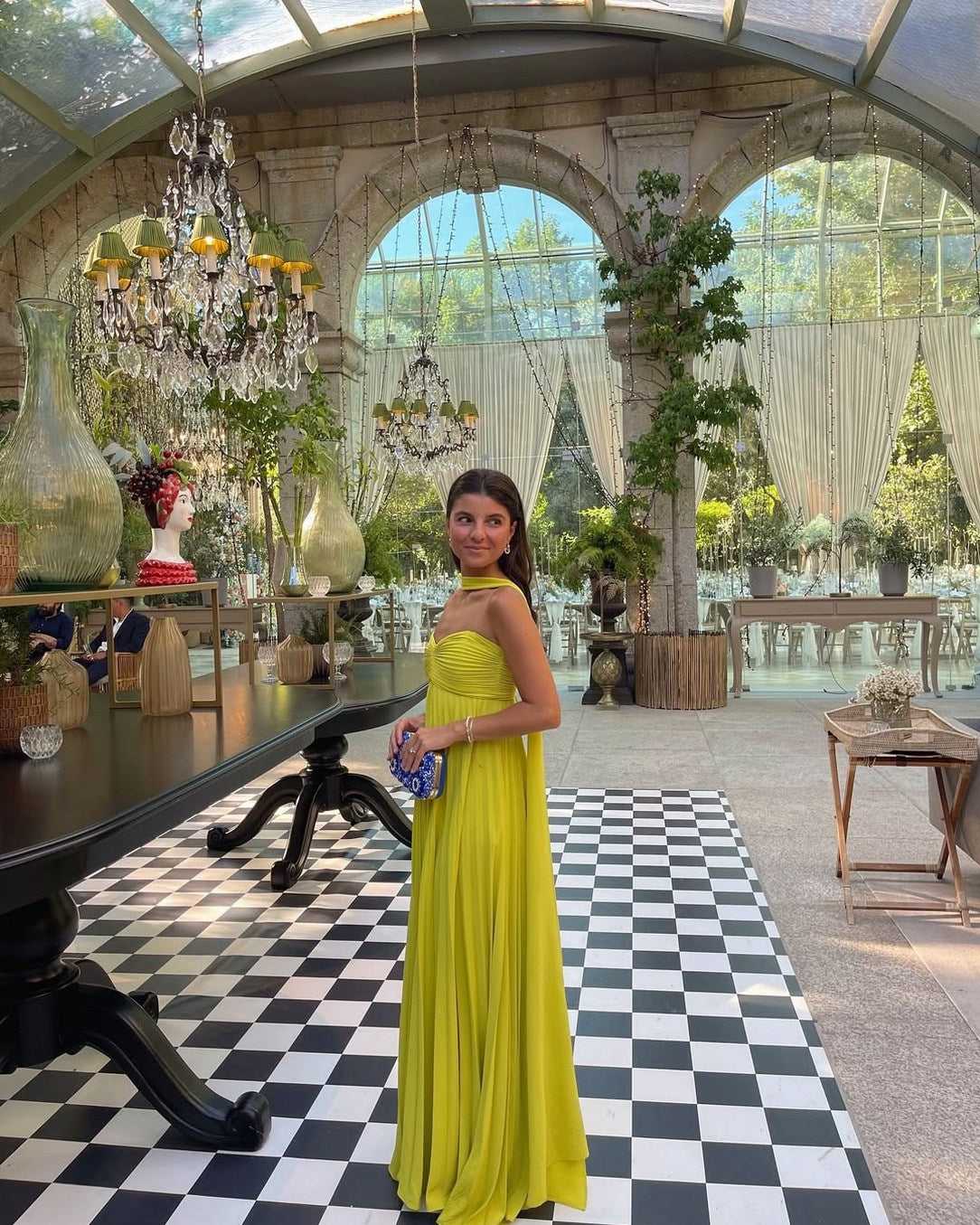 Chiffon Pleated Strapless Maxi Dress