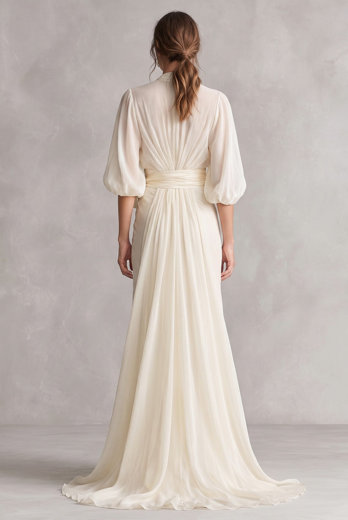 Chiffon Pleated Tie Waist Maxi Dress