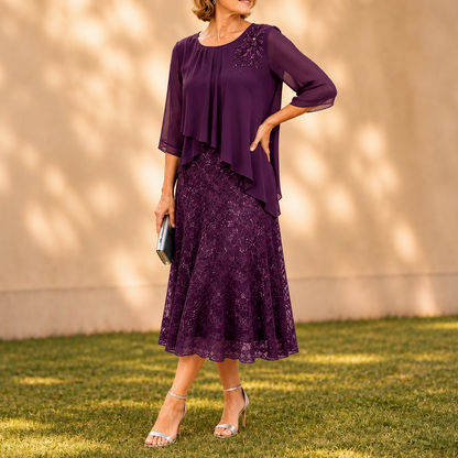 Chiffon Pleated Tiered Midi Dress