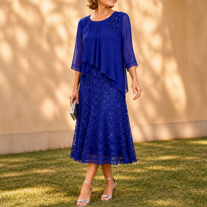 Chiffon Pleated Tiered Midi Dress