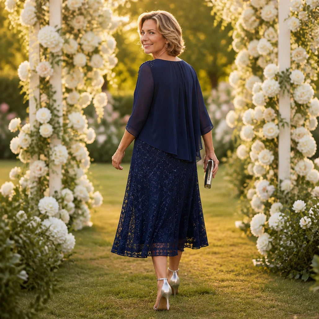 Chiffon Pleated Tiered Midi Dress