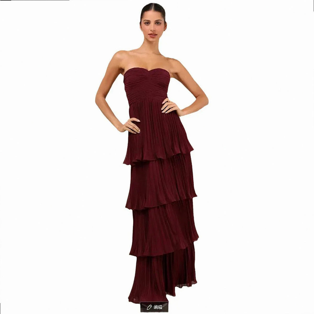 Chiffon Strapless Tiered Maxi Dress