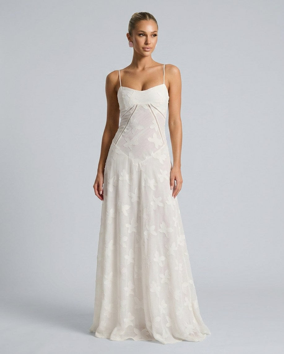 Chiffon Sweetheart Drop Waist Maxi Dress