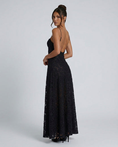 Chiffon Sweetheart Drop Waist Maxi Dress