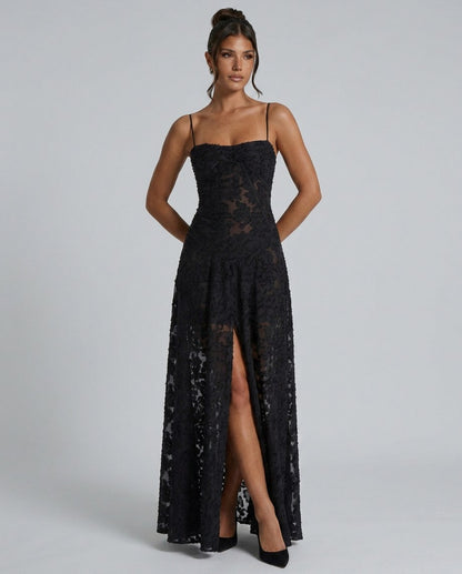 Chiffon Sweetheart Drop Waist Maxi Dress