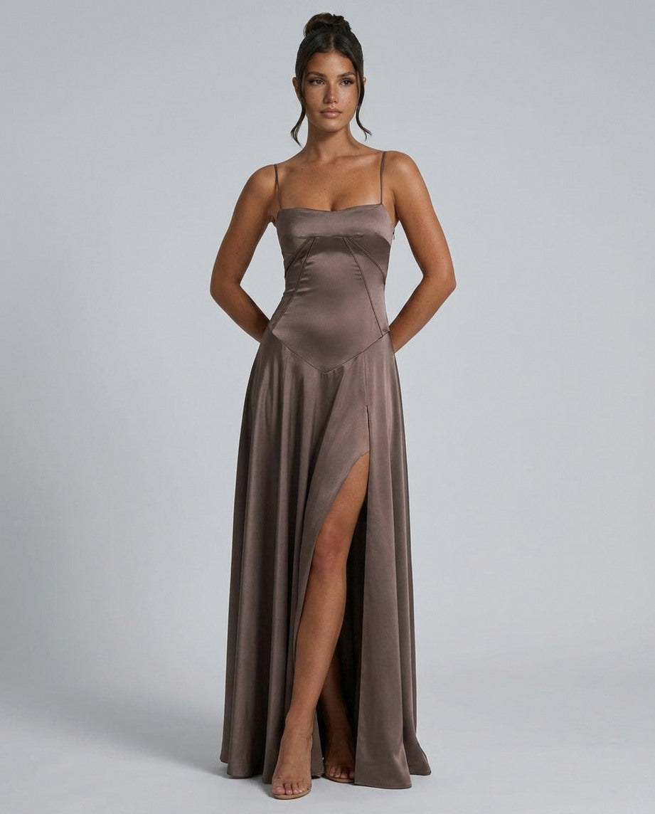 Chiffon Sweetheart Drop Waist Maxi Dress