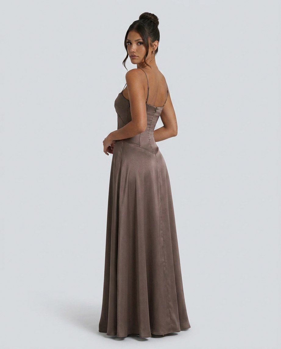 Chiffon Sweetheart Drop Waist Maxi Dress
