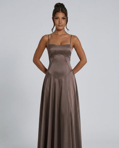 Chiffon Sweetheart Drop Waist Maxi Dress