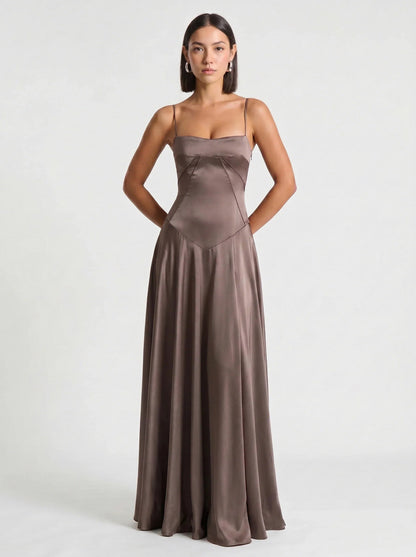 Chiffon Sweetheart Drop Waist Maxi Dress