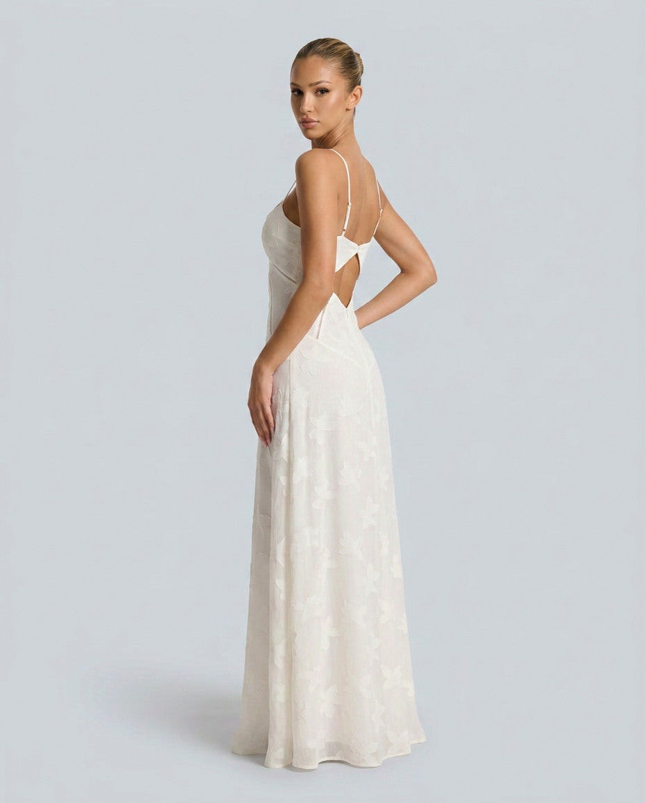 Chiffon Sweetheart Drop Waist Maxi Dress