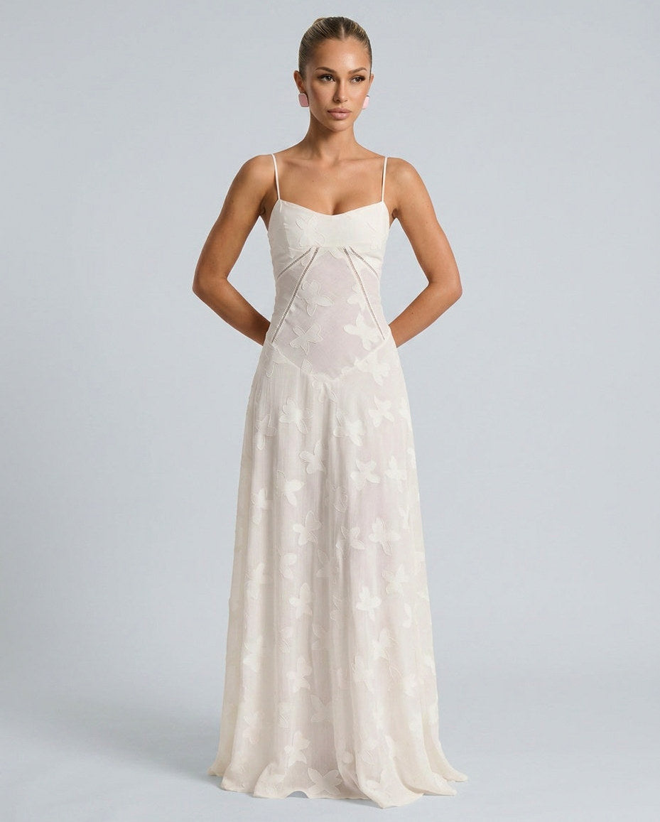 Chiffon Sweetheart Drop Waist Maxi Dress