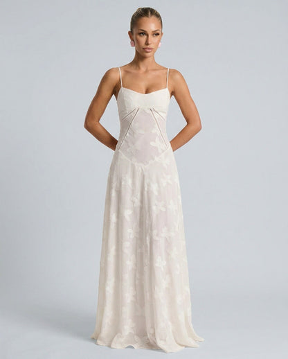 Chiffon Sweetheart Drop Waist Maxi Dress