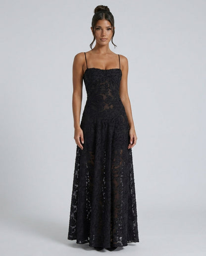 Chiffon Sweetheart Drop Waist Maxi Dress