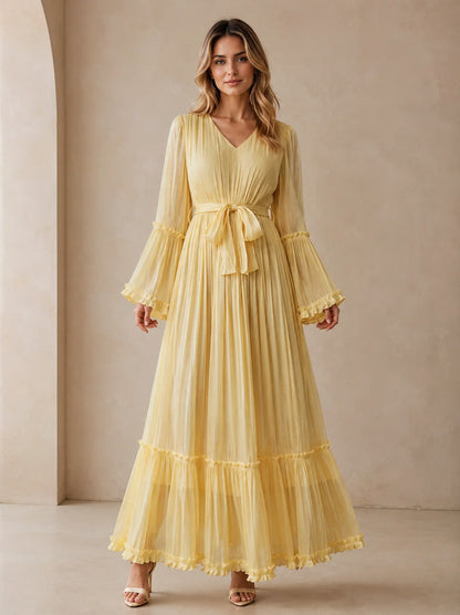 Chiffon Tie Waist Maxi Dress