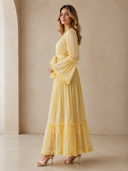 Chiffon Tie Waist Maxi Dress