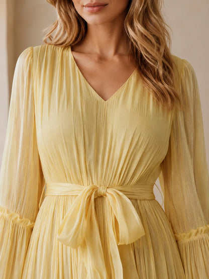 Chiffon Tie Waist Maxi Dress