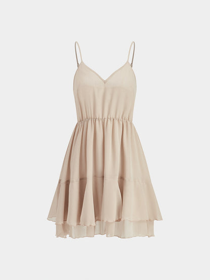 Chiffon Tiered Long Sleeve Mini Dress