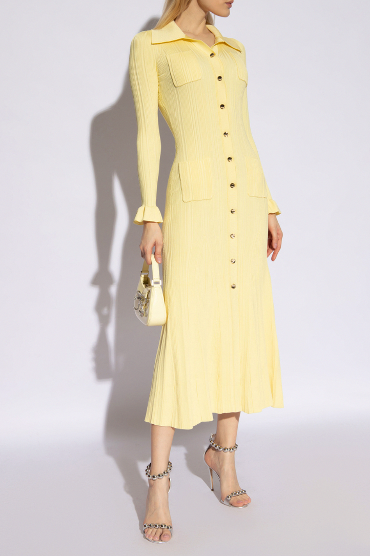 Collar Button Front Knit Midi Dress