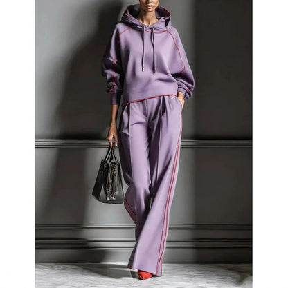 Contrast Trim Hooded Matching Set