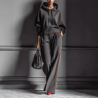 Contrast Trim Hooded Matching Set