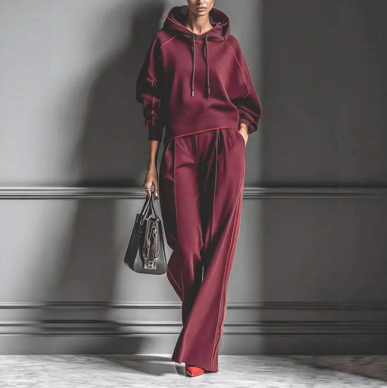 Contrast Trim Hooded Matching Set