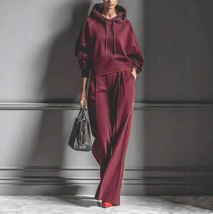 Contrast Trim Hooded Matching Set