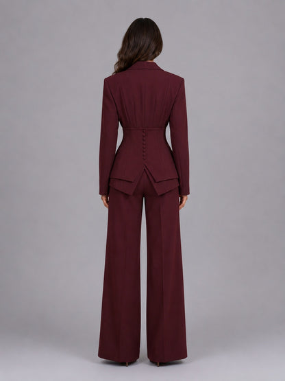 Long Sleeve Corset Blazer Wide Leg Three Piece Suit