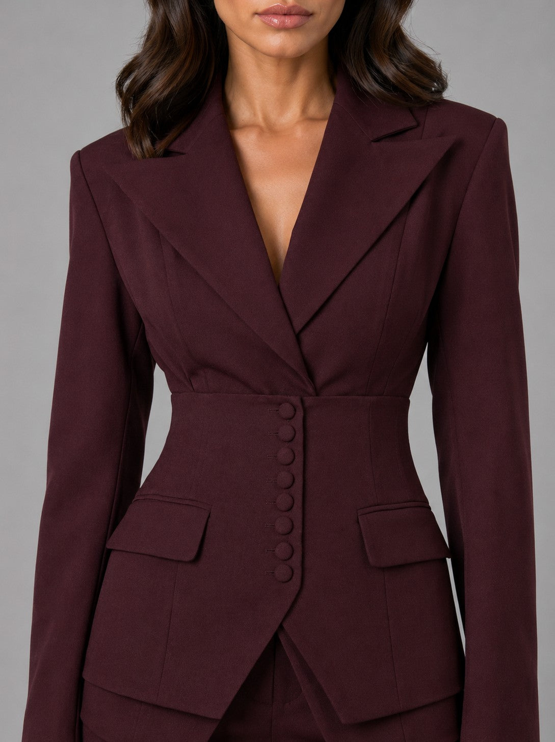 Long Sleeve Corset Blazer Wide Leg Three Piece Suit