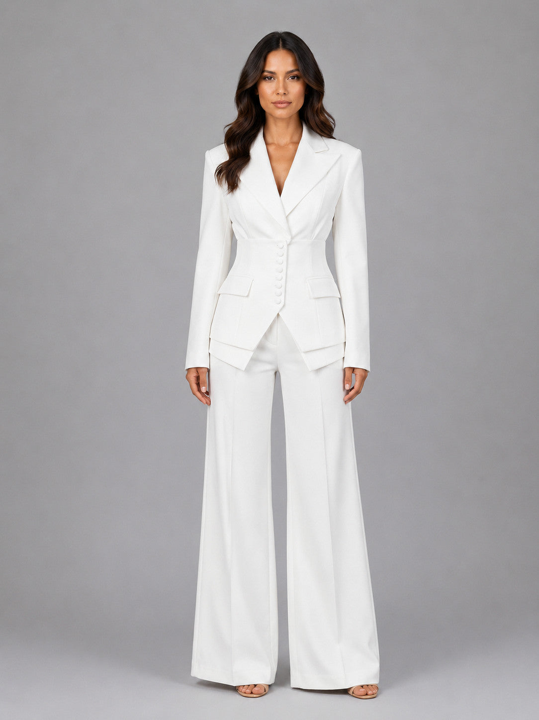 Long Sleeve Corset Blazer Wide Leg Three Piece Suit