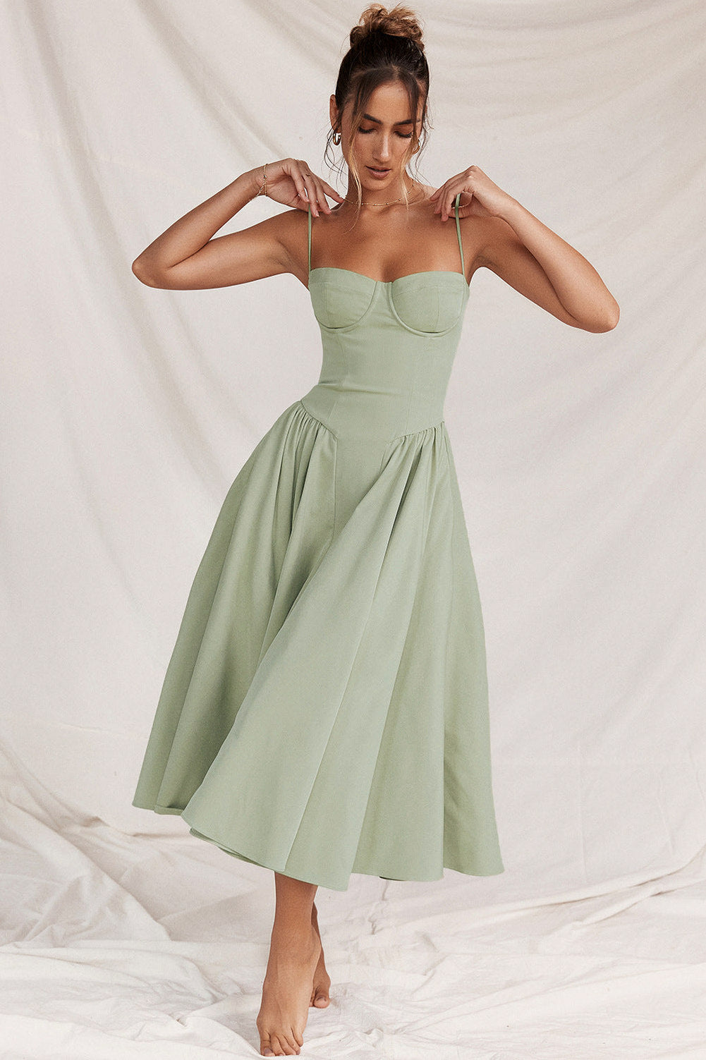 Corset Drop Waist Midi Dress