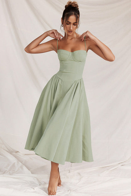Corset Drop Waist Midi Dress