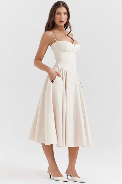 Corset Drop Waist Midi Dress