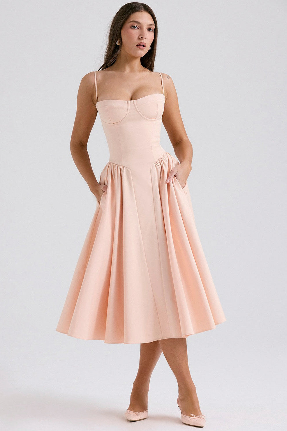 Corset Drop Waist Midi Dress