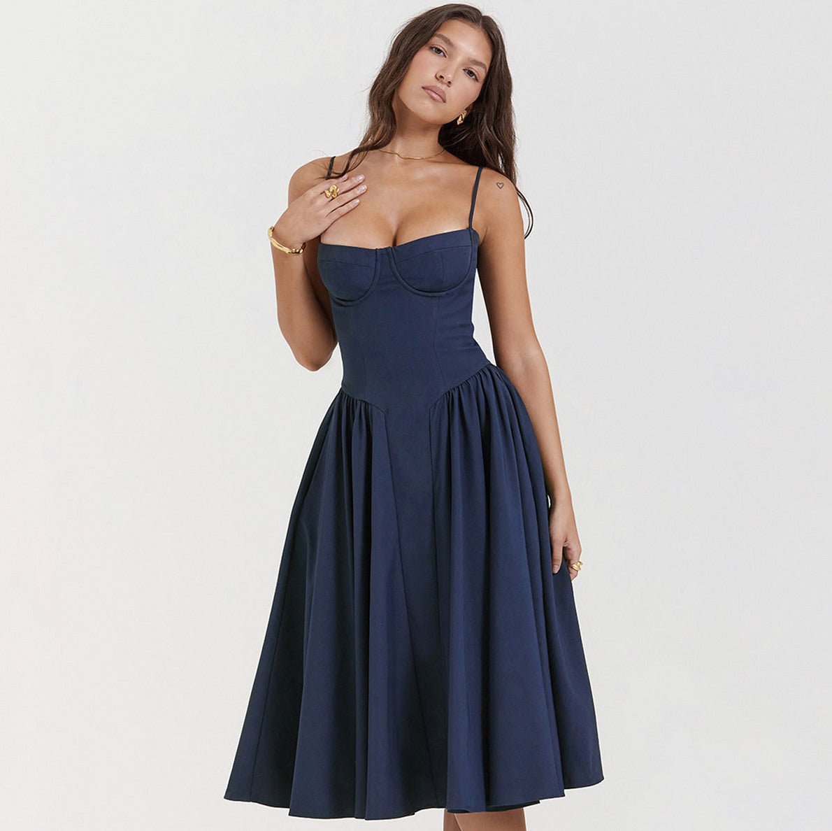 Corset Drop Waist Midi Dress