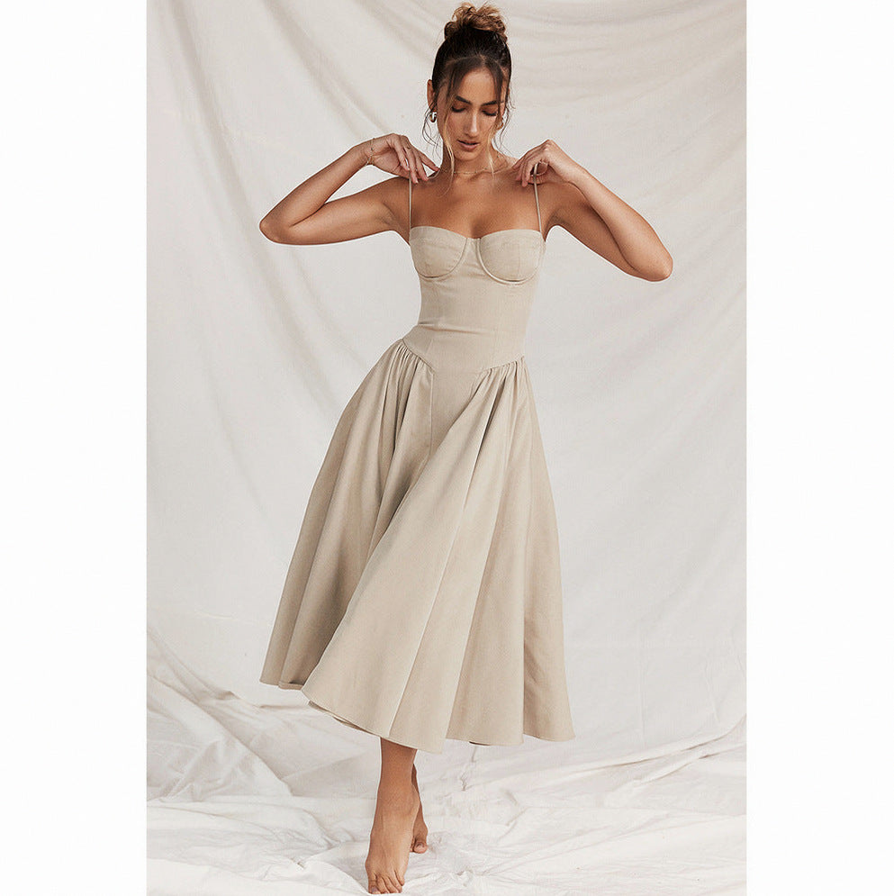 Corset Drop Waist Midi Dress
