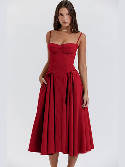 Corset Drop Waist Midi Dress