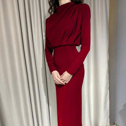 Cowl Neck Long Sleeve Maxi Dress