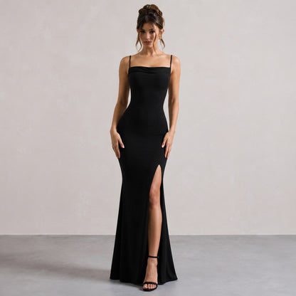 Cowl Neck Spaghetti Strap Maxi Dress
