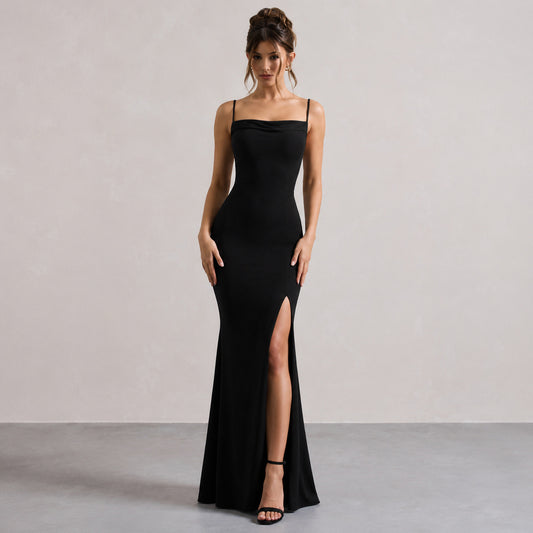 Cowl Neck Spaghetti Strap Maxi Dress