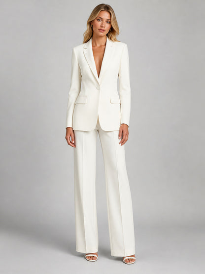 Crepe Button Front Blazer Pant Set