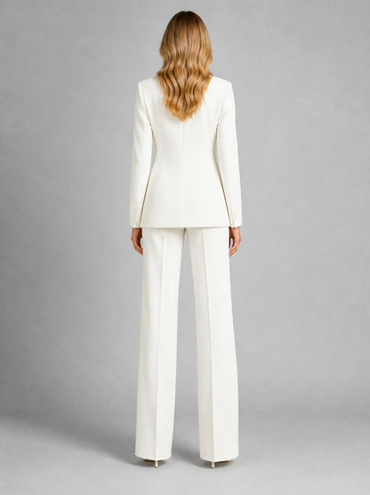 Crepe Button Front Blazer Pant Set