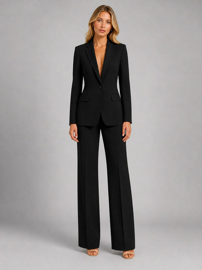 Crepe Button Front Blazer Pant Set
