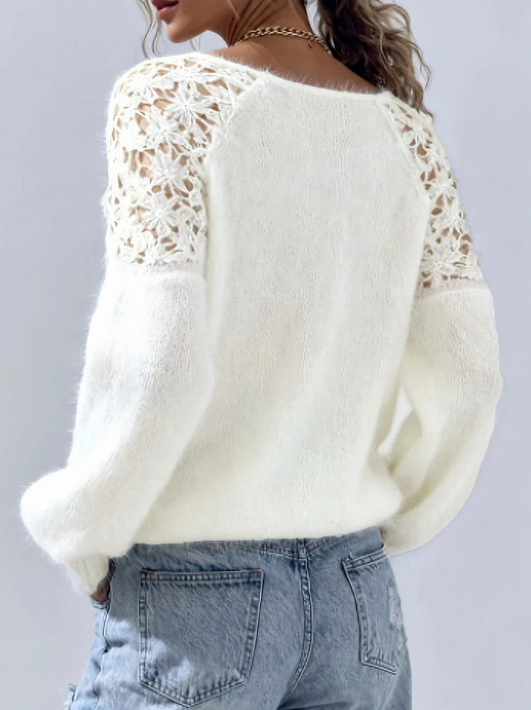 Crochet Off Shoulder Knit Sweater