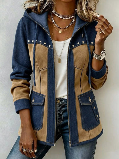 Denim Suede Hooded Jacket