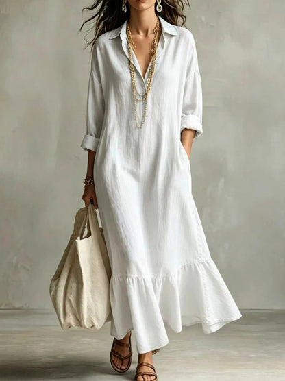 long sleeve Tiered Maxi Shirt Dress