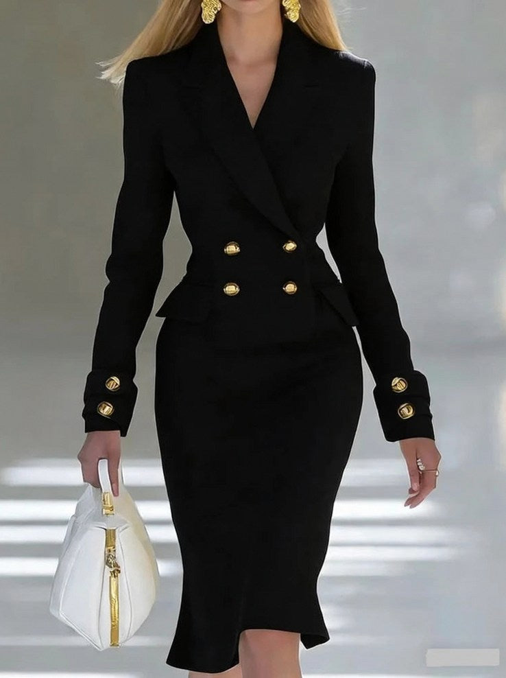 Double Breasted Midi Blazer Dress