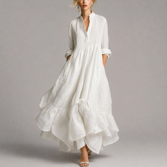 Long Sleeve Empire Waist Tiered Maxi Dress