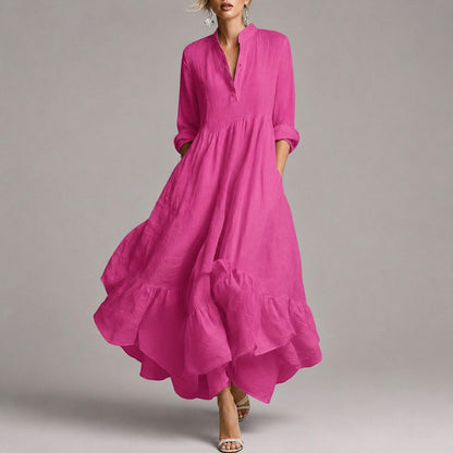 Long Sleeve Empire Waist Tiered Maxi Dress