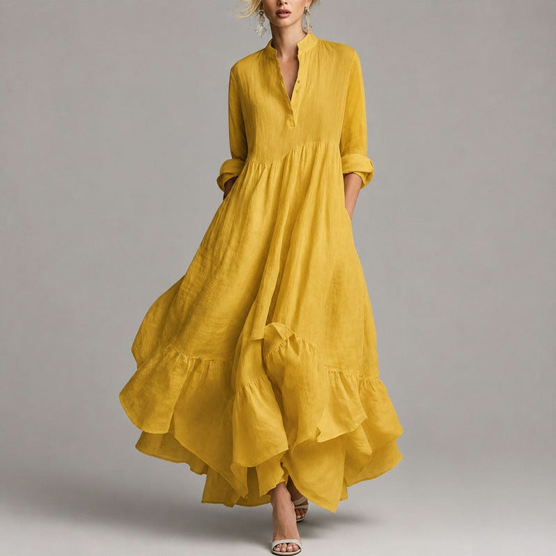 Long Sleeve Empire Waist Tiered Maxi Dress
