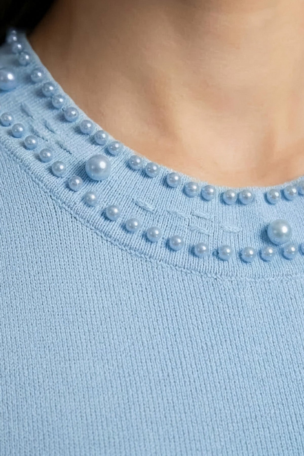Embellished Drop Waist Knit Midi Dress